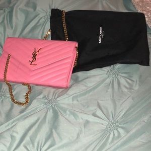 Authentic Saint Laurent Pink GrainDe Poudre wallet